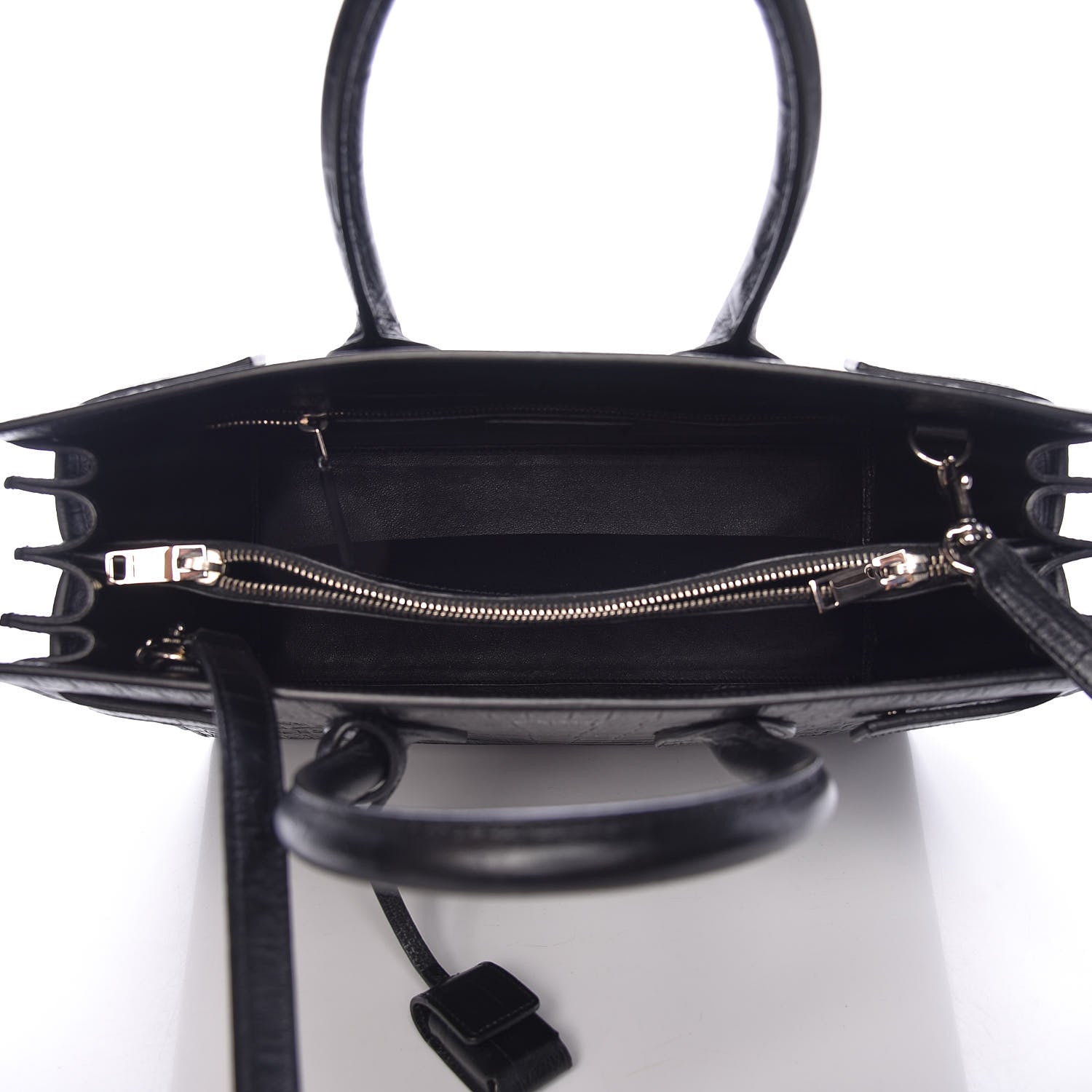 Saint Laurent Calfskin Crocodile Embossed Small Sac de Jour Black 6 of 12