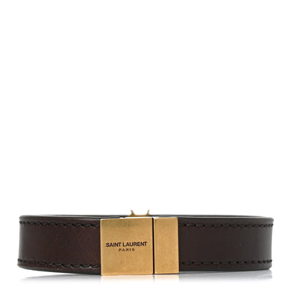 Saint Laurent Calfskin Cassandre Bracelet L Dark Brown Chocolate 3 of 5