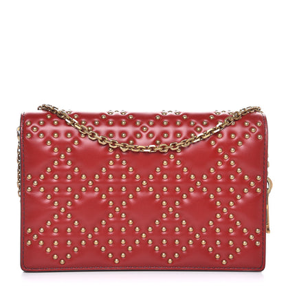 Christian Dior Calfskin Cannage Studded Lady Dior Wallet on Chain Deep Red 1 of 9