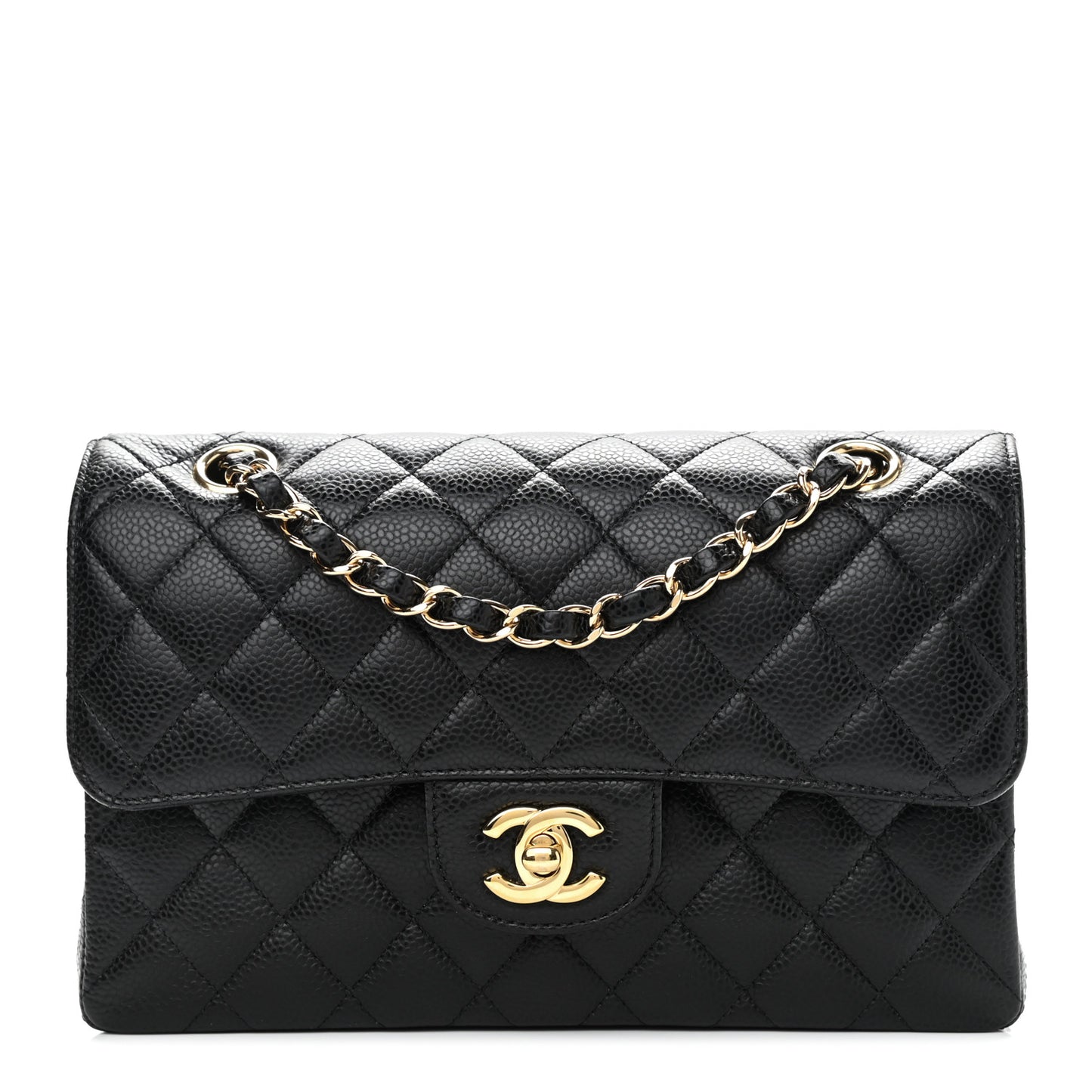Caviar Quilted Small Double Flap Black