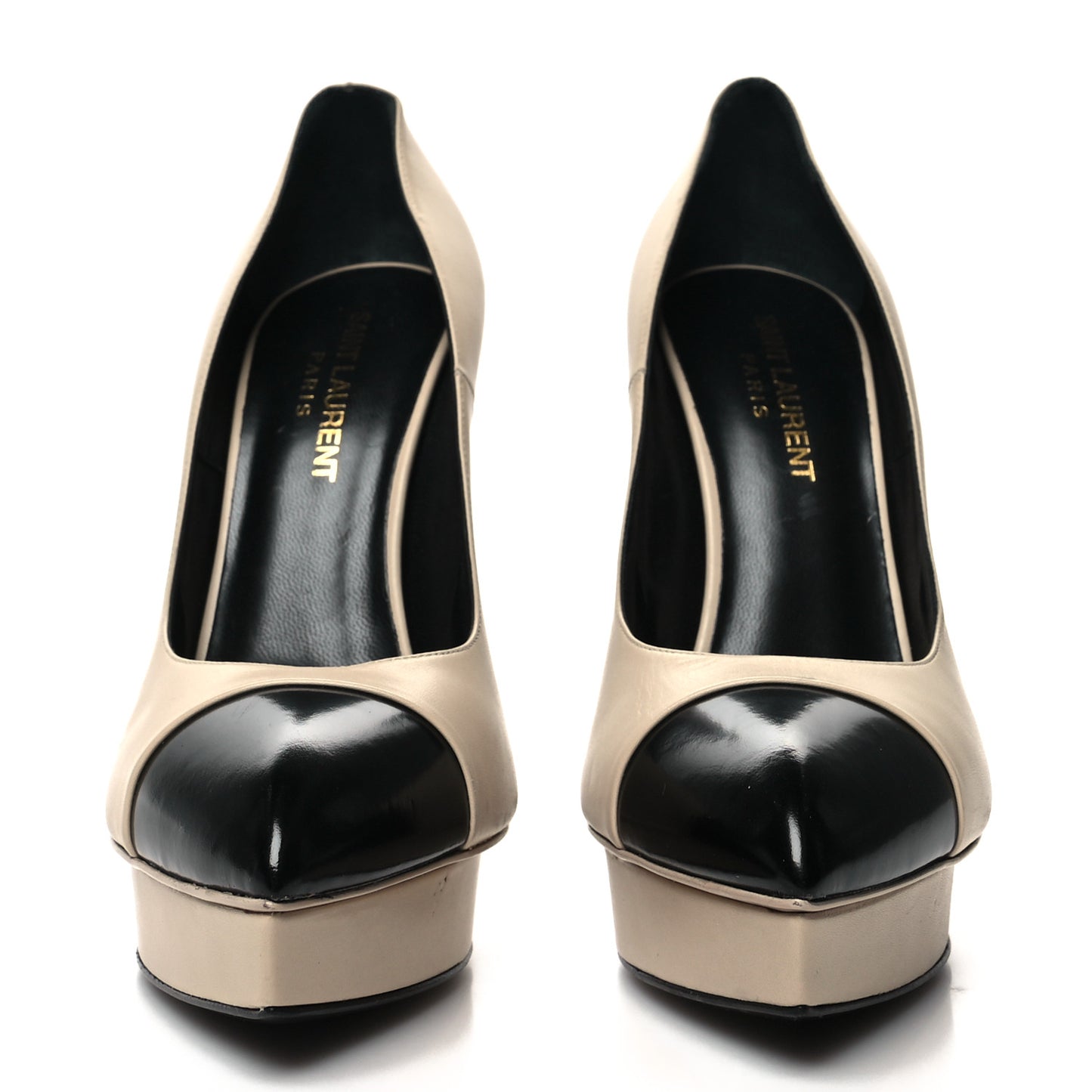 Calfskin Cap Toe Janis 105 Platform Pumps 37.5 Powder