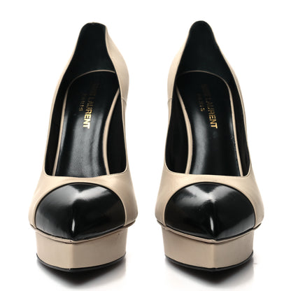 Saint Laurent Calfskin Cap Toe Janis 105 Platform Pumps 37.5 Powder 2 of 12