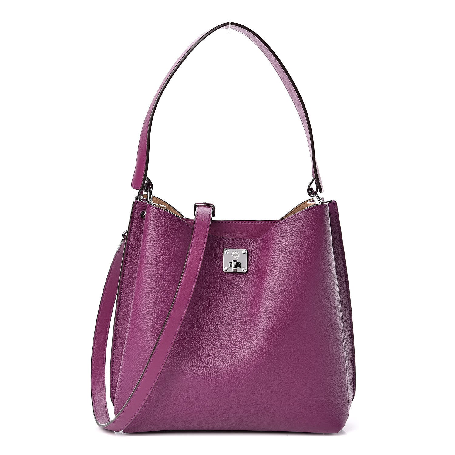 MCM Grained Calfskin Medium Milla Hobo Purple 1 of 8