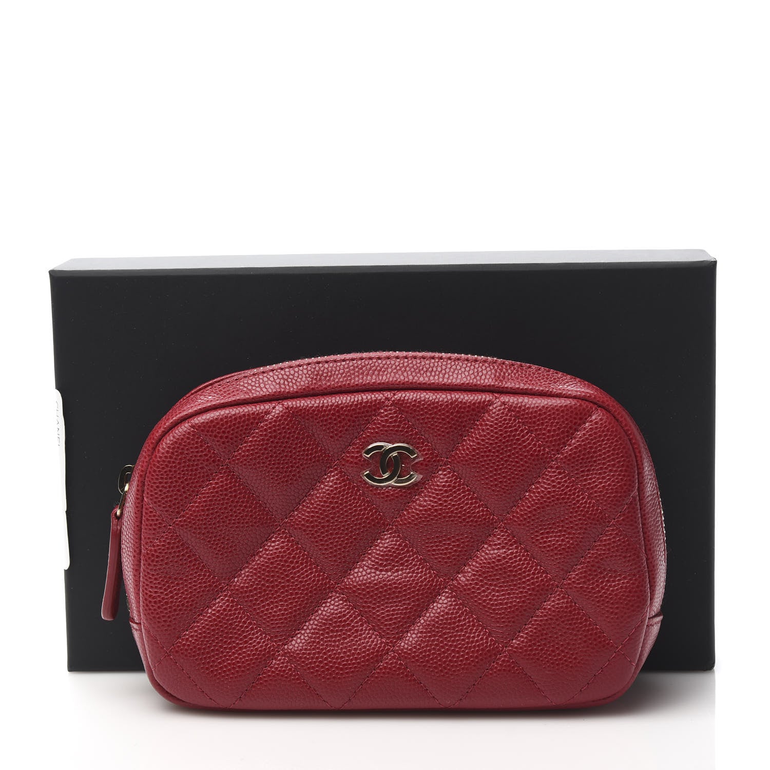Chanel Caviar Quilted Small Curvy Pouch Cosmetic Case Dark Pink 8 of 8
