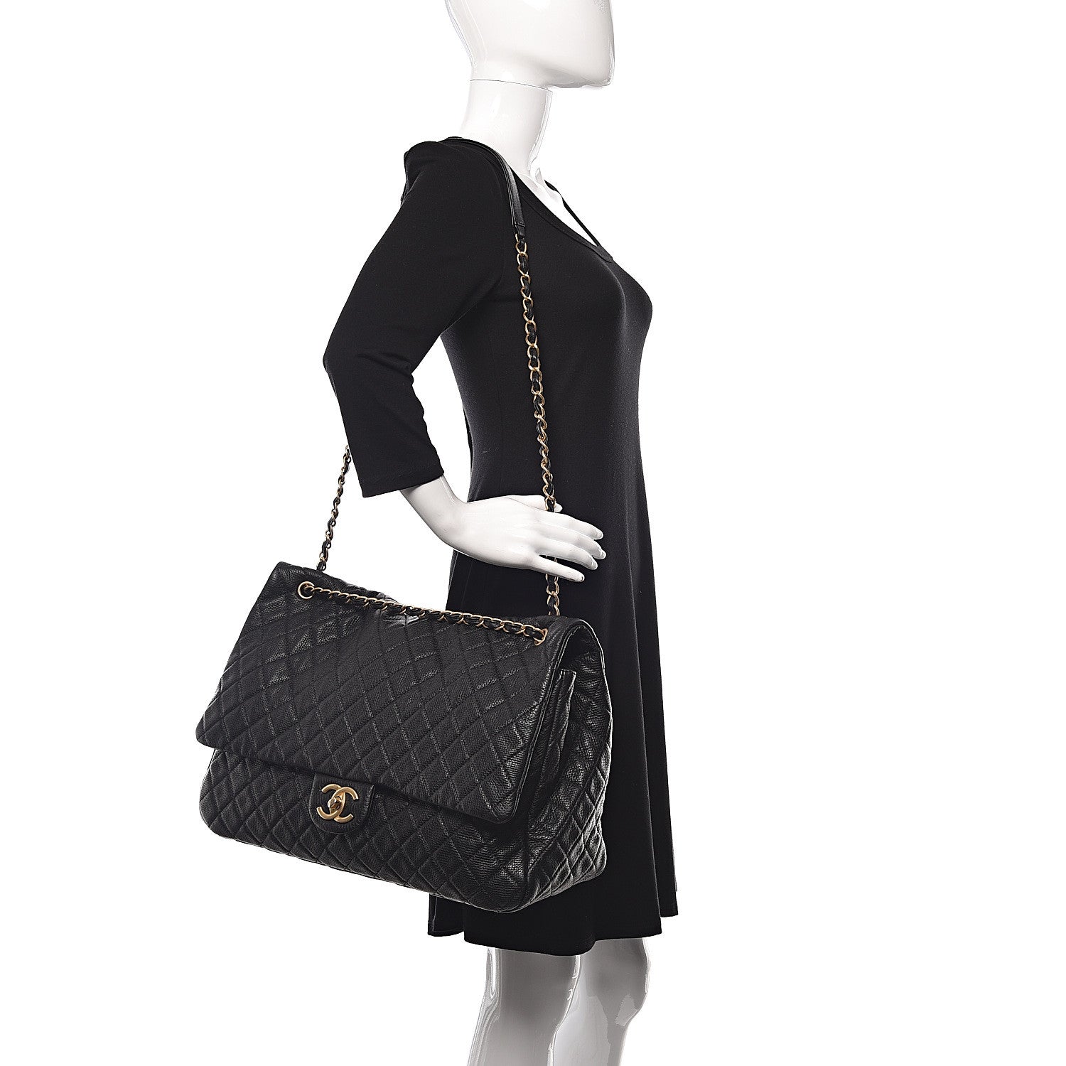 Chanel Calfskin Quilted XXL Travel Flap Bag Black 2 of 11