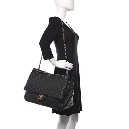 Chanel Calfskin Quilted XXL Travel Flap Bag Black 2 of 11