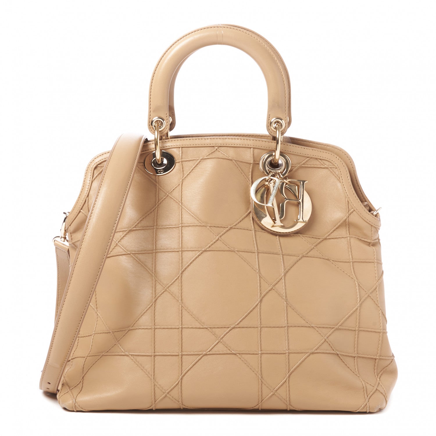 Christian Dior Lambskin Cannage Granville Polochon Beige 1 of 8
