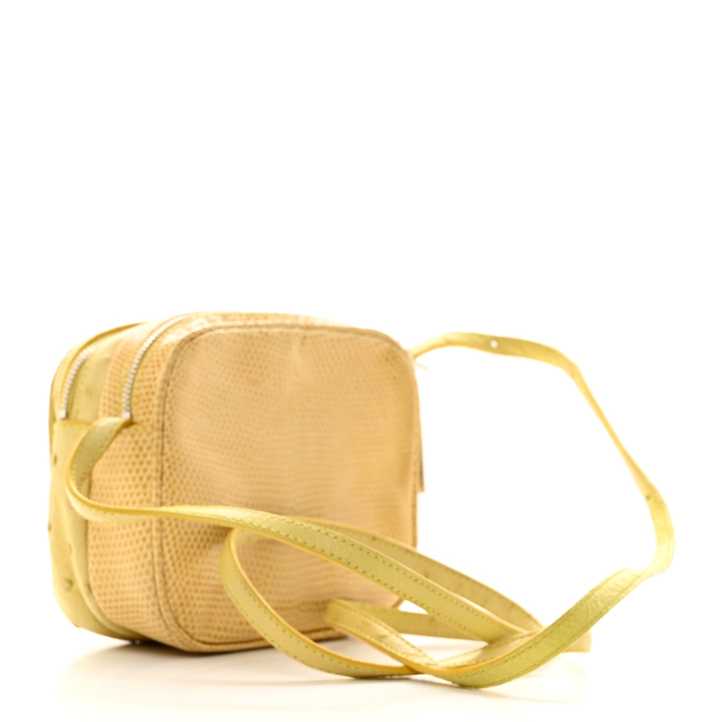 Ostrich Lizard Mini Twin Crossbody Bag Yellow
