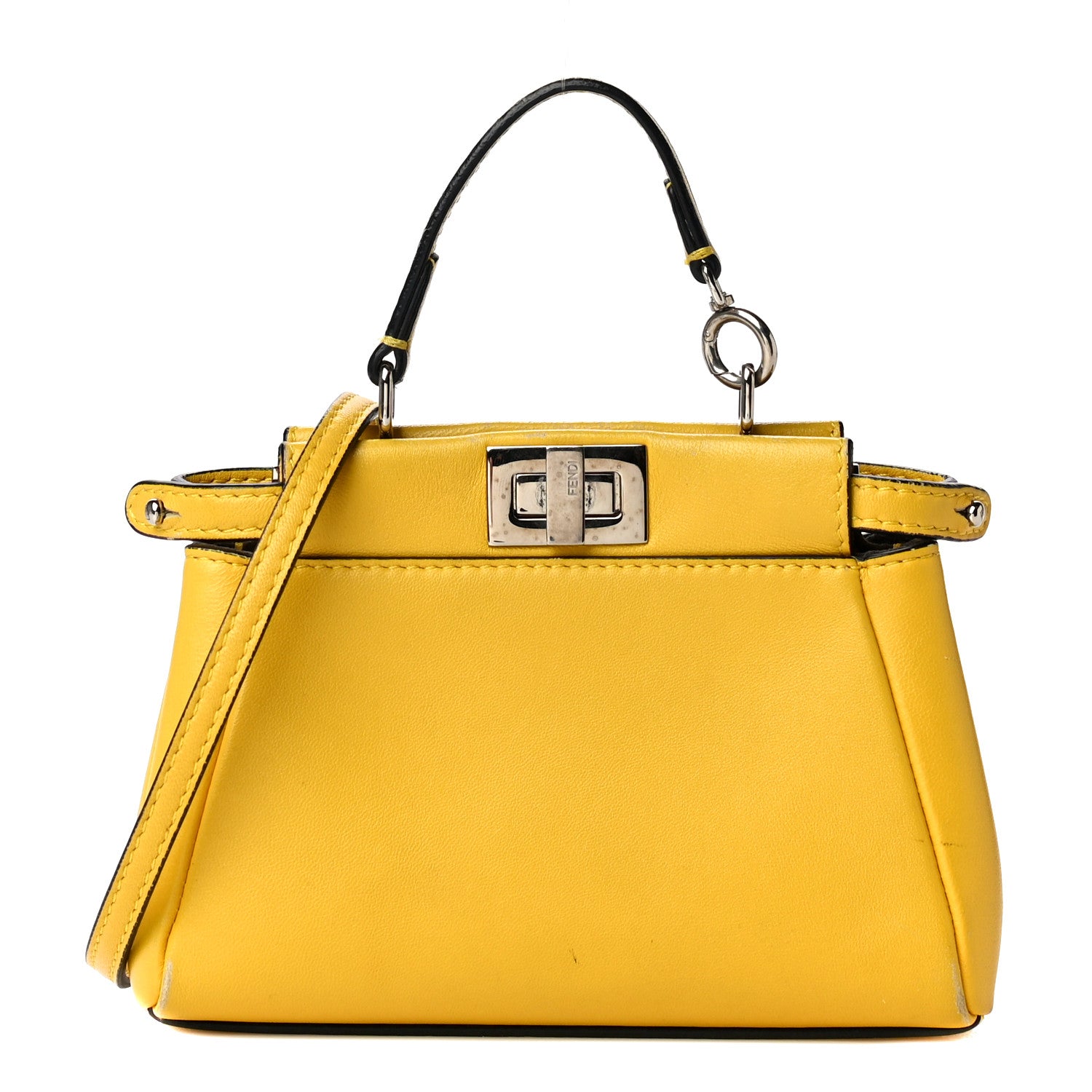 Fendi Shiny Nappa Micro Peekaboo Iconic Satchel Sunflower 1 of 26