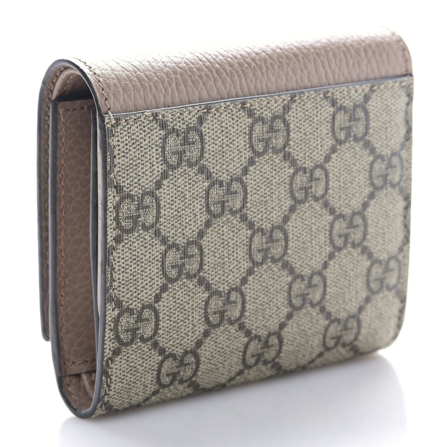 Dollar Calfskin GG Supreme Monogram Medium GG Marmont Card Case Porcelain Rose Beige Ebony