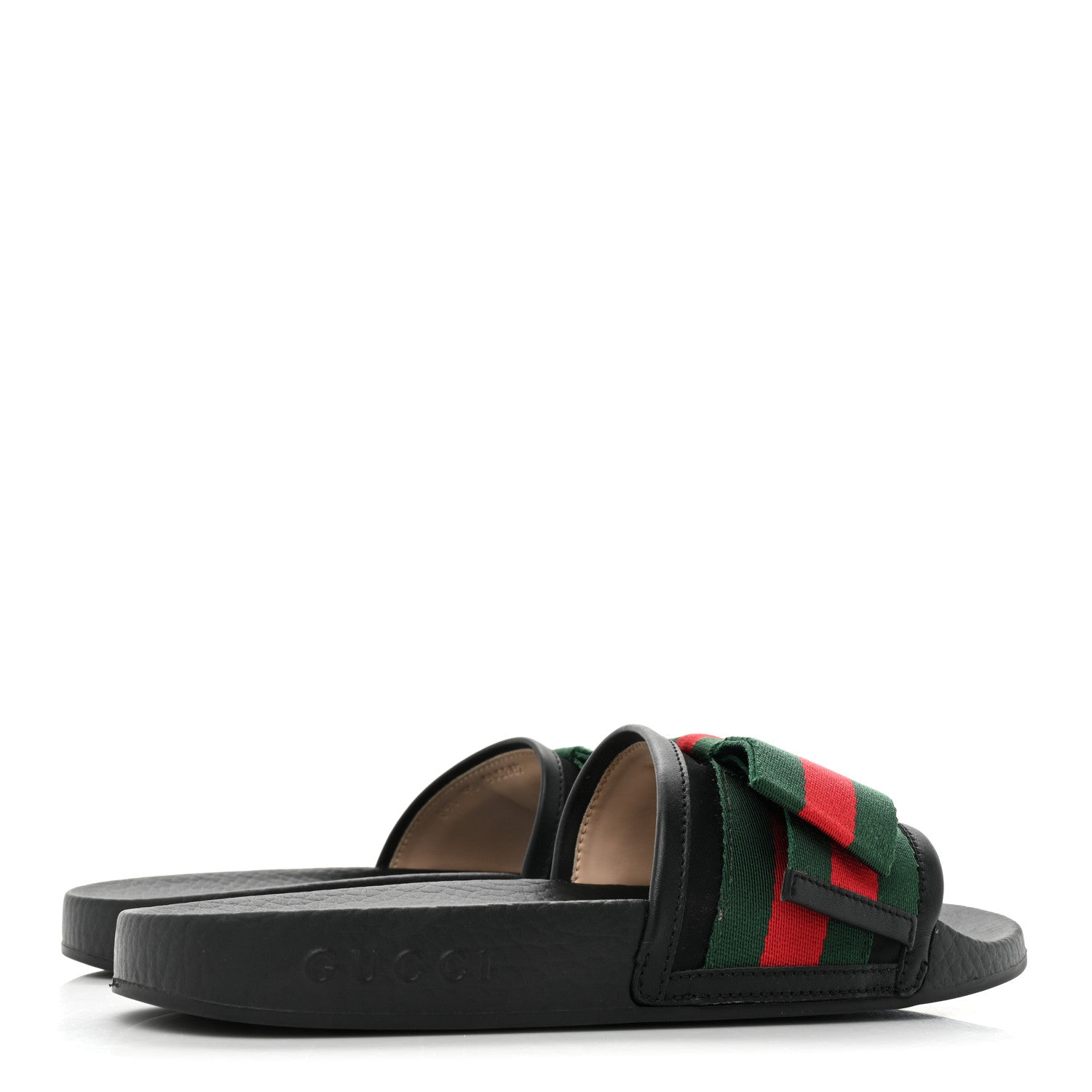 Gucci Satin Web Bow Slide Sandals 36 Black 4 of 10