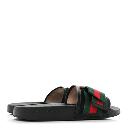 Gucci Satin Web Bow Slide Sandals 36 Black 4 of 10