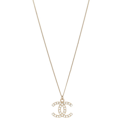 Chanel Baguette Crystal CC Necklace Light Gold 1 of 6