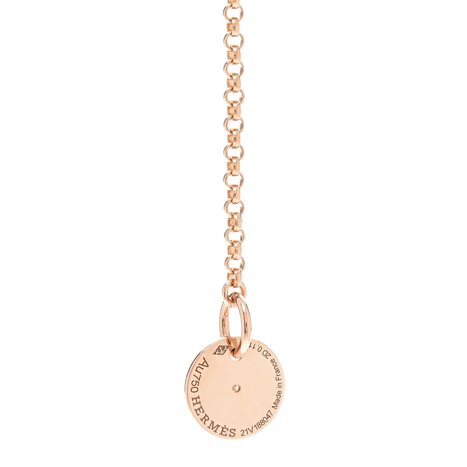 Hermes 18K Rose Gold Diamond Gambade Necklace 4 of 5