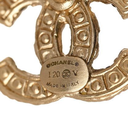 Chanel Metal Graduated Pearl Crystal CC Earrings Light Gold 4 of 5