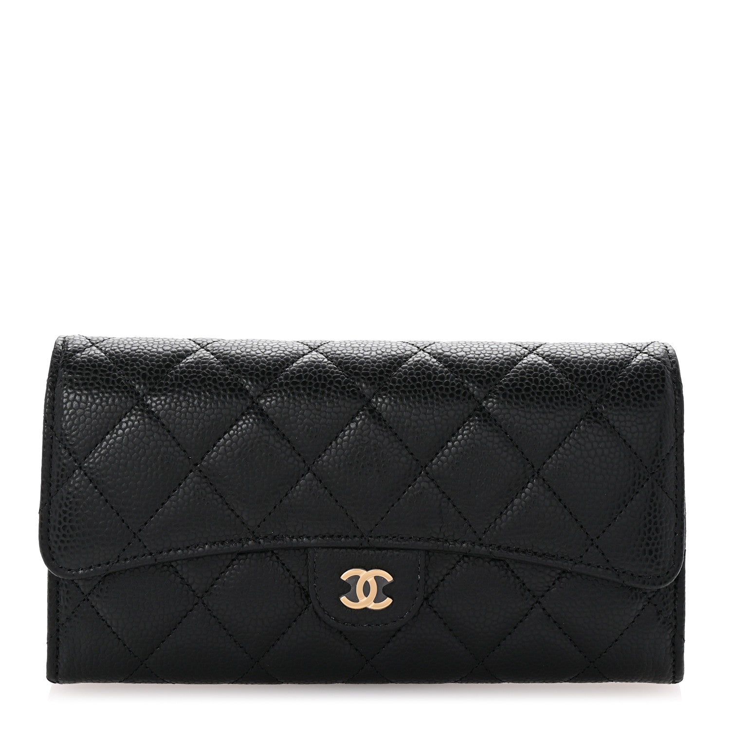 Chanel Caviar Quilted Large Gusset Flap Wallet Black 1 of 8