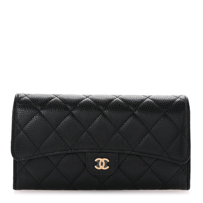 Chanel Caviar Quilted Large Gusset Flap Wallet Black 1 of 8