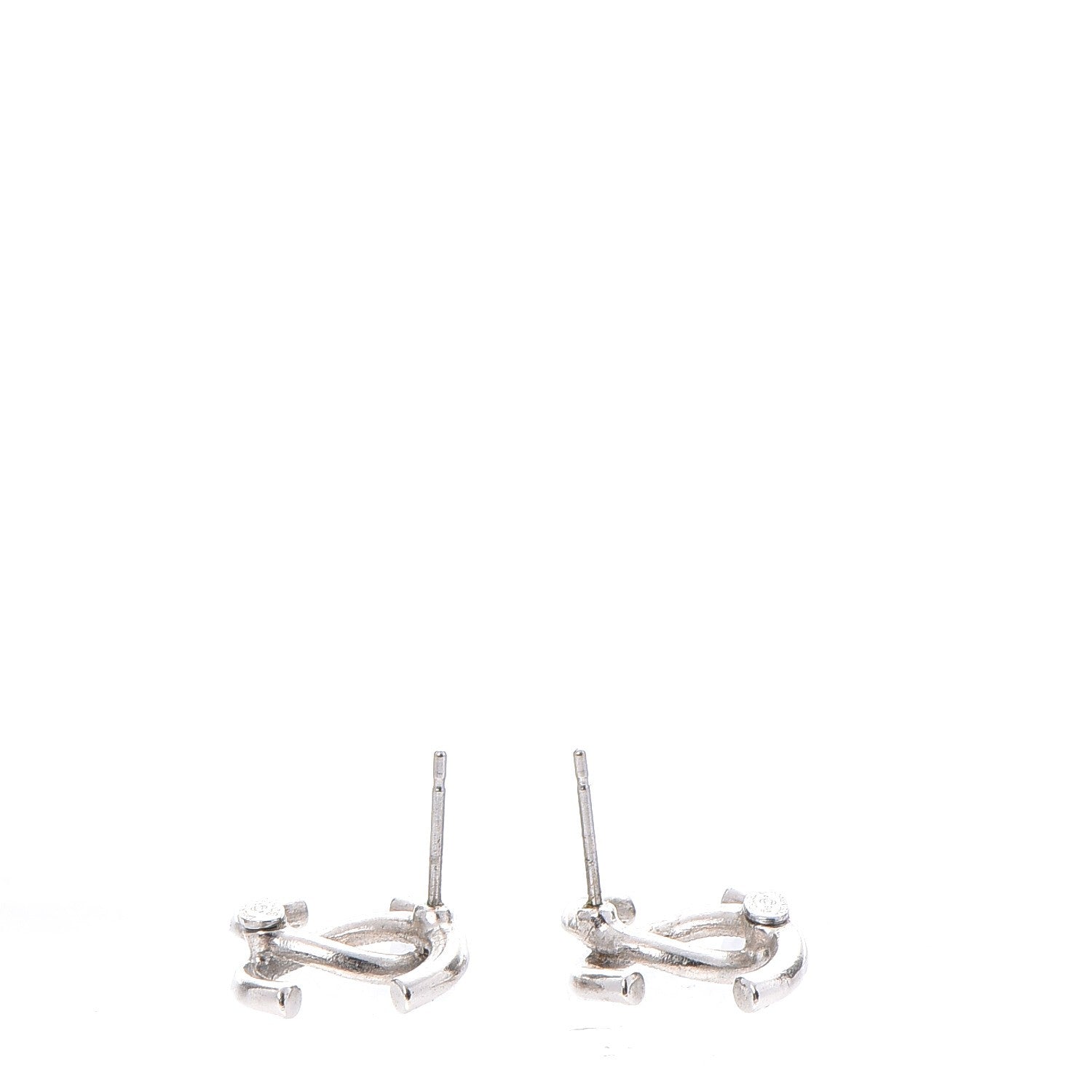 Chanel Baguette Crystal CC Earrings Silver Blue 4 of 6