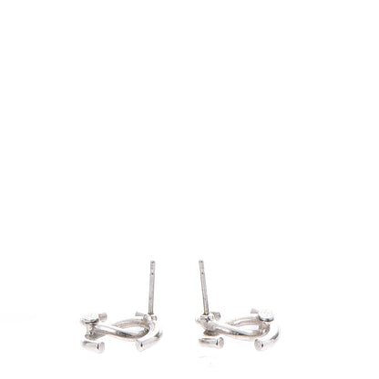 Chanel Baguette Crystal CC Earrings Silver Blue 4 of 6