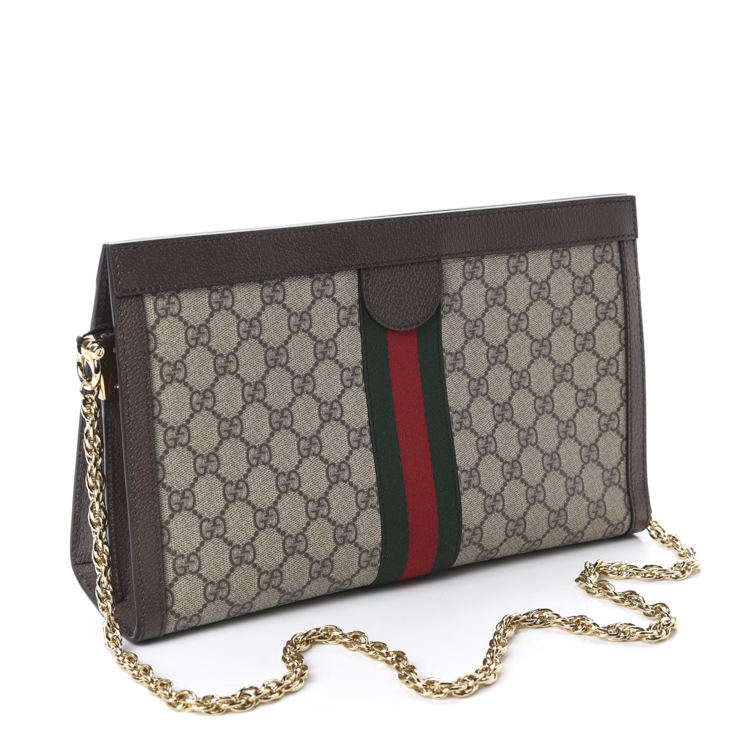 Gucci GG Supreme Monogram Web Medium Ophidia Chain Shoulder Bag Brown 3 of 11