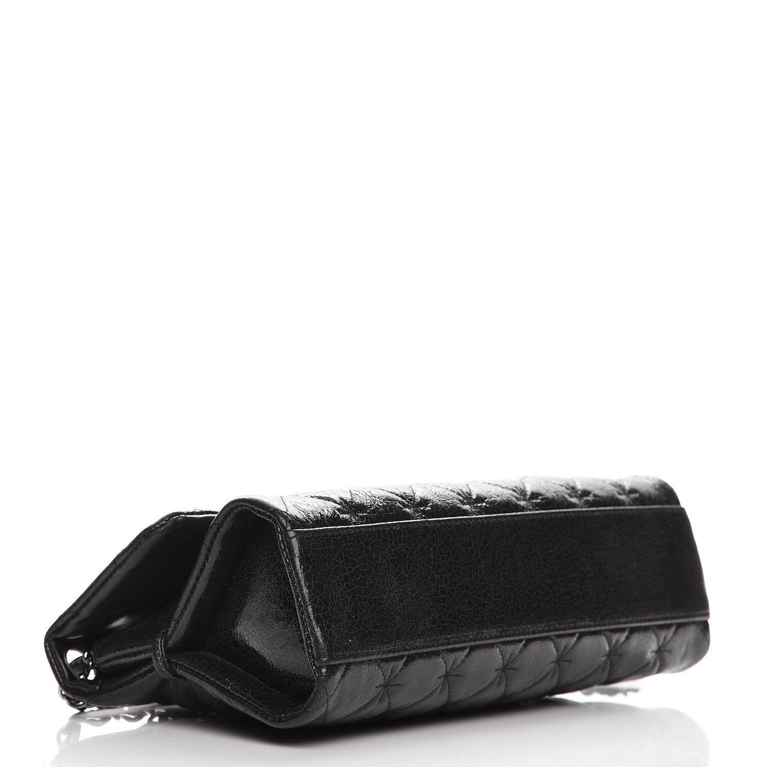 Chanel Glazed Crackled Calfskin Mademoiselle Flap Black 5 of 8