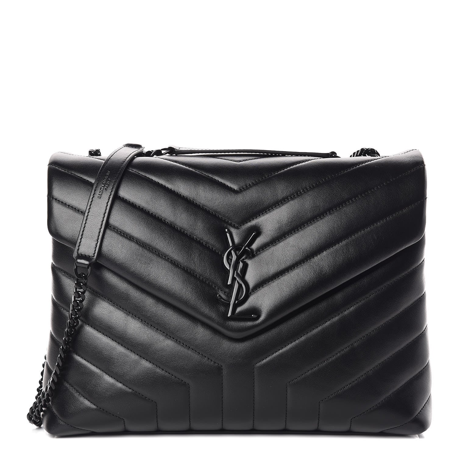 Saint Laurent Calfskin Y Quilted Monogram Medium Loulou Chain Satchel Black 1 of 10