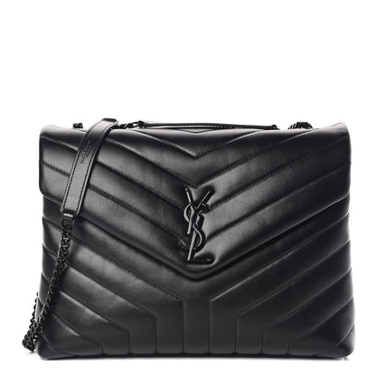 Saint Laurent Calfskin Y Quilted Monogram Medium Loulou Chain Satchel Black 1 of 10