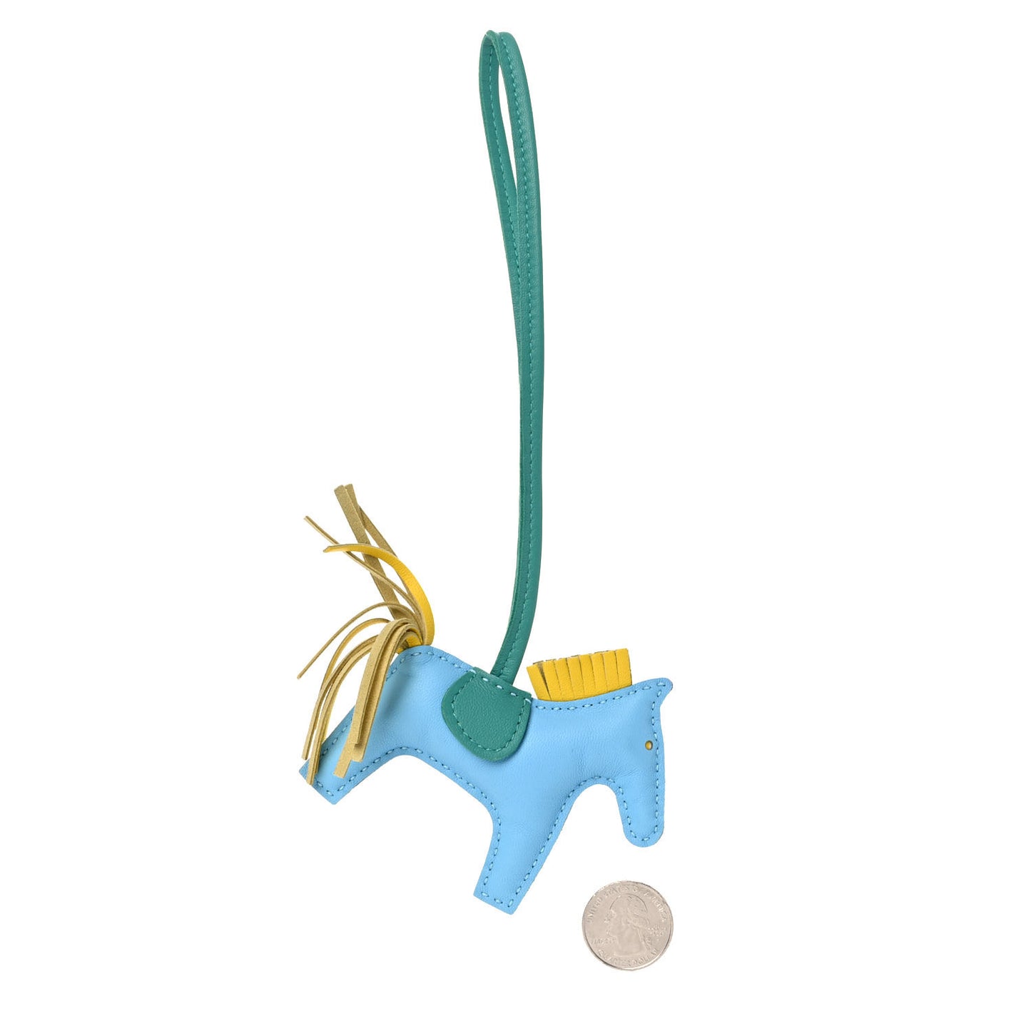 Milo Lambskin Grigri Rodeo Horse Bag Charm PM Bleu Celeste Lime Malachite