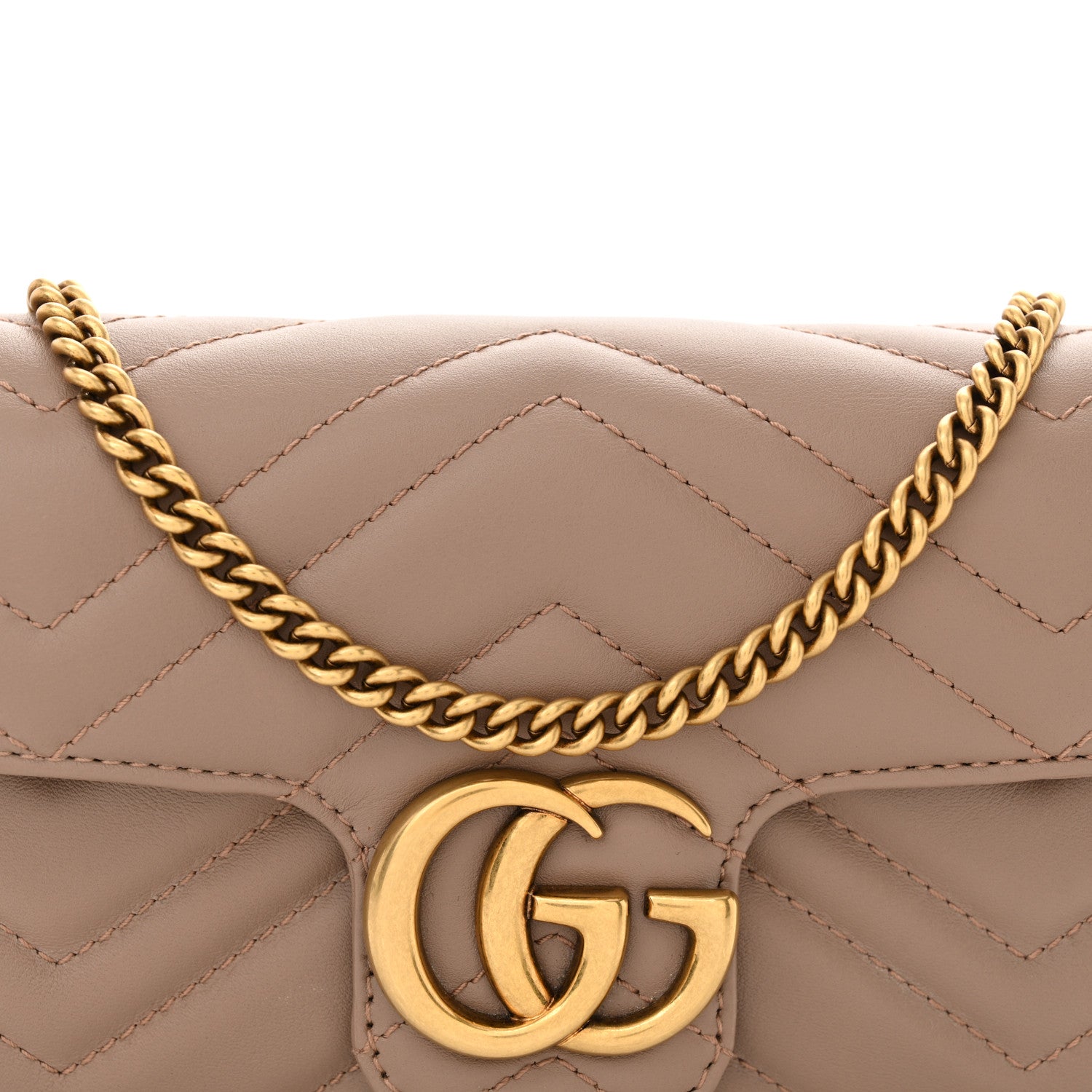 Gucci Calfskin Matelasse Super Mini GG Marmont Shoulder Bag Porcelain Rose 8 of 11