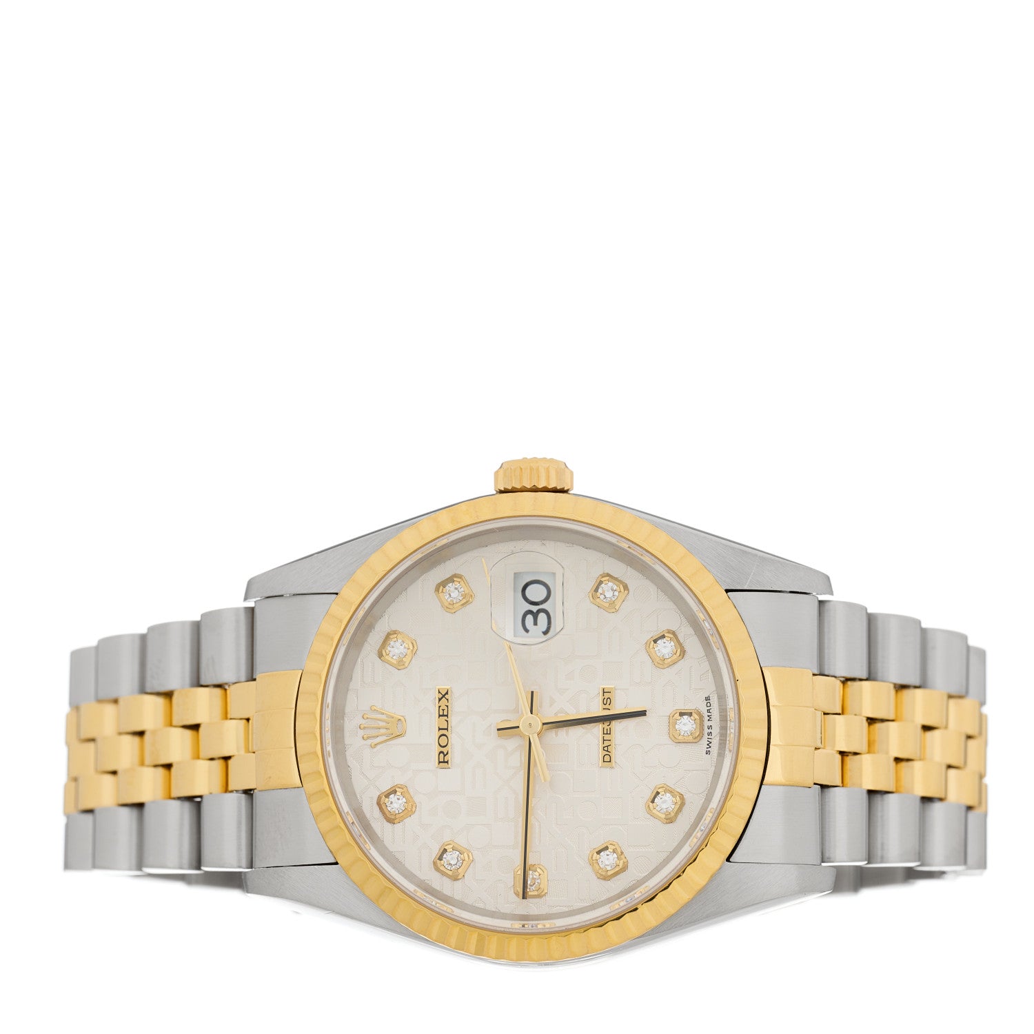 Rolex Stainless Steel 18K Yellow Gold Diamond 36mm Oyster Perpetual Datejust Watch White Jubilee 16233 2 of 4
