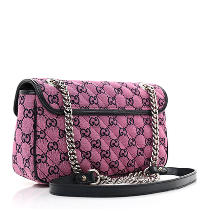 Gucci Monogram Multicolor Matelasse Diagonal Small GG Marmont Shoulder Bag Pink Blue 3 of 8