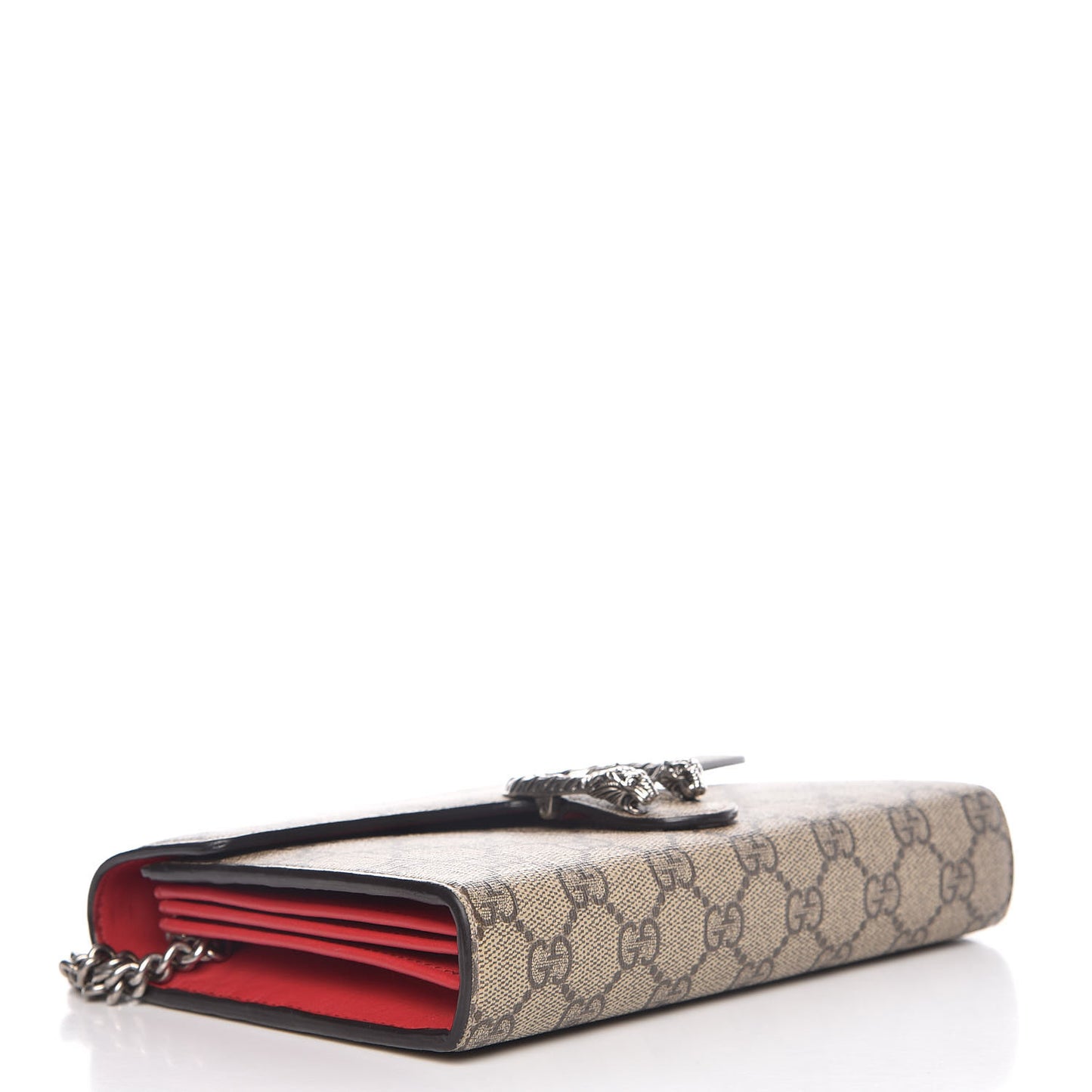 GG Supreme Monogram Mini Dionysus Chain Wallet Beige Vulcanic Red