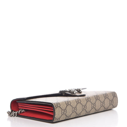 Gucci GG Supreme Monogram Mini Dionysus Chain Wallet Beige Vulcanic Red 4 of 10
