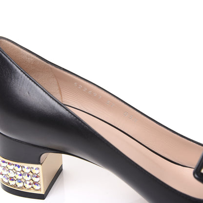 Gucci Malaga Kid Crystal Square G Madelyn Mid Heel Loafer Pumps 37 Black 8 of 9