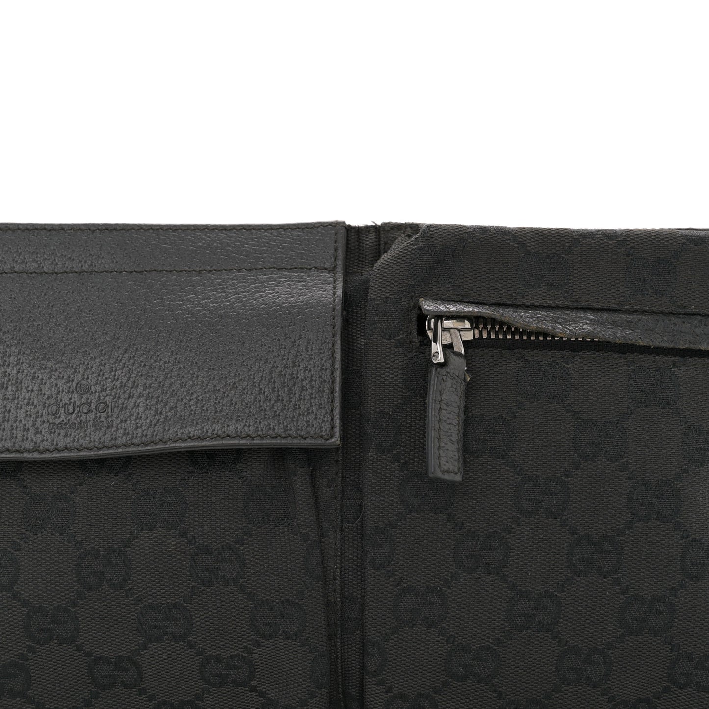GG Monogram Double Pocket Belt Bag Black