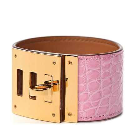 Hermes Matte Alligator Kelly Dog Bracelet T2 5P Pink 1 of 5