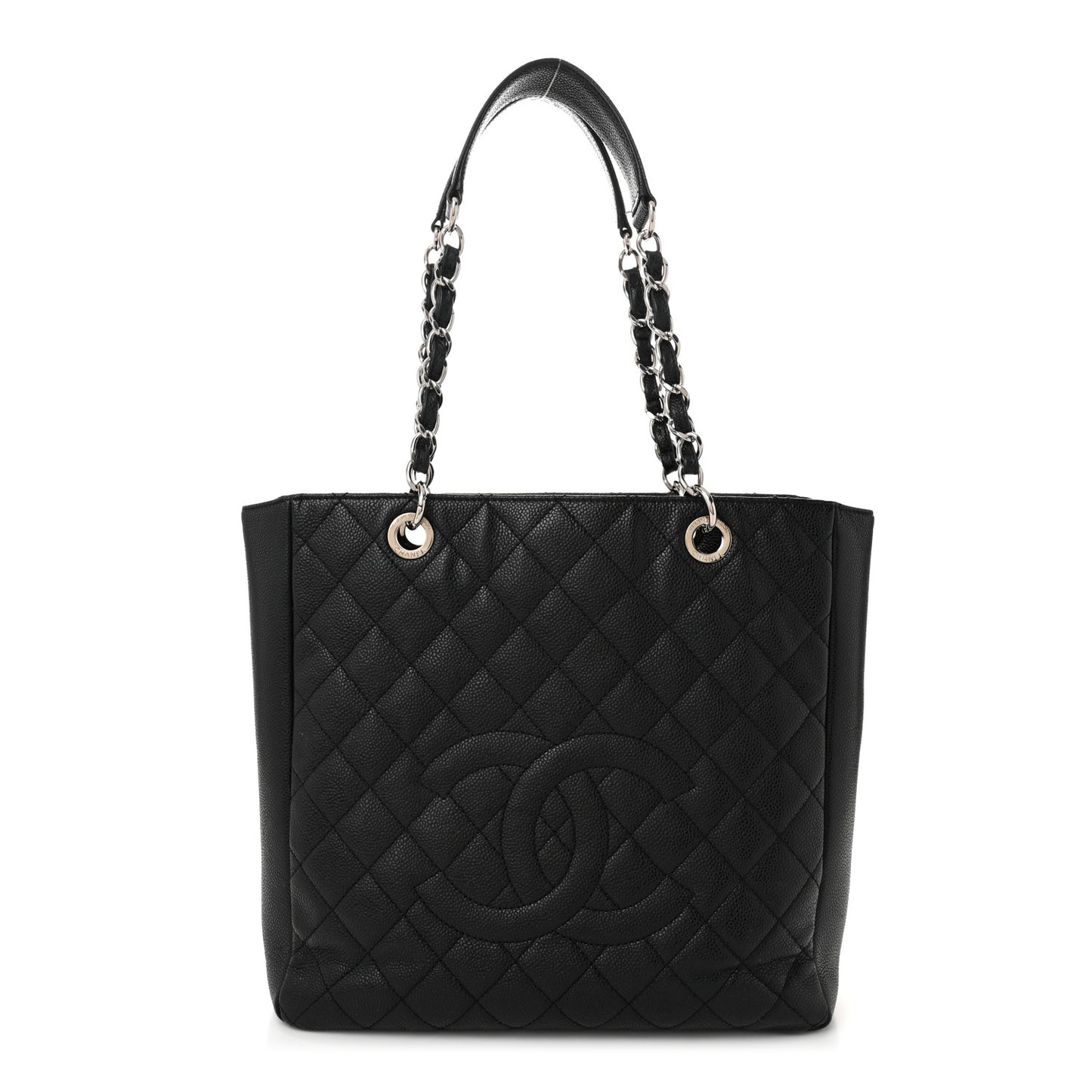 Caviar Quilted Vertical Grand Shopping Tote GST Black