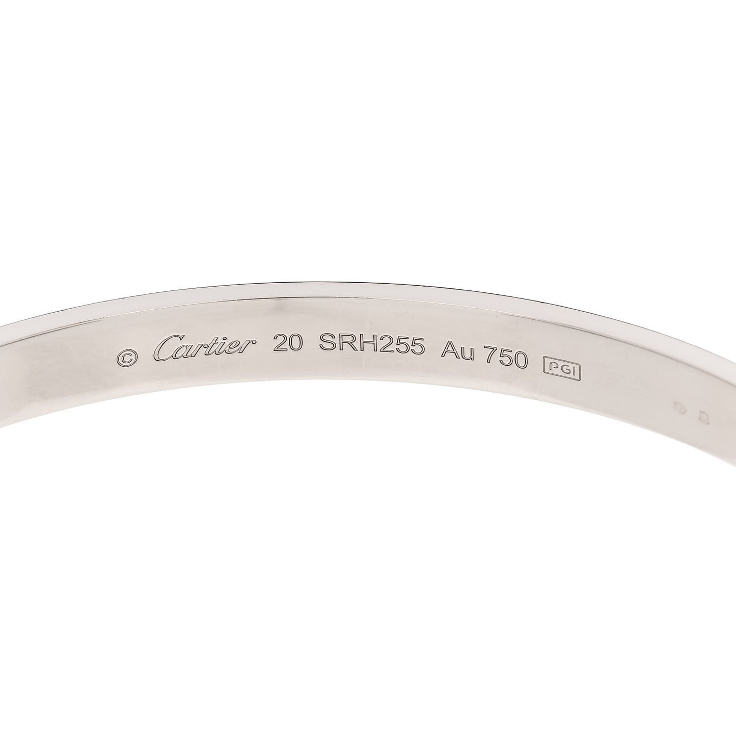 18K White Gold LOVE Cuff Bracelet 20