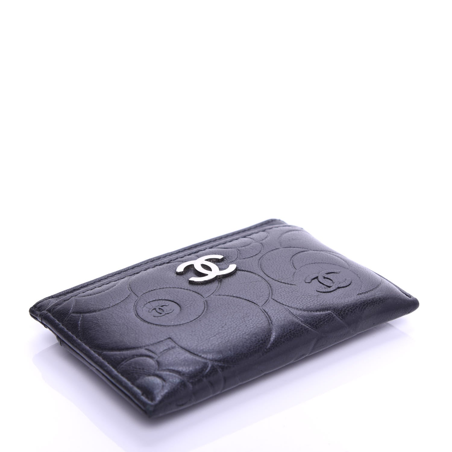 Chanel Lambskin Camellia Embossed Card Holder Black 4 of 8