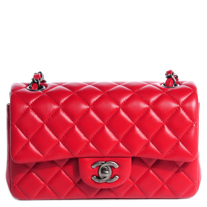 Chanel Lambskin Quilted Mini Rectangular Flap Red 1 of 9