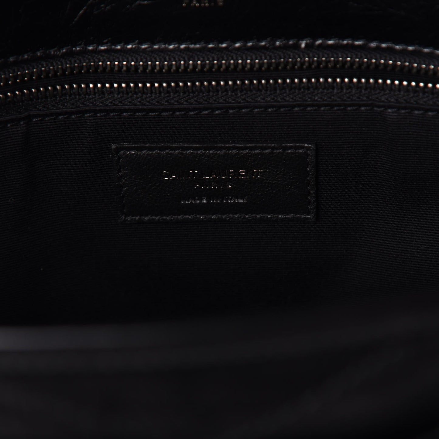 Crinkled Calfskin Matelasse Monogram Large Niki Chain Satchel Black