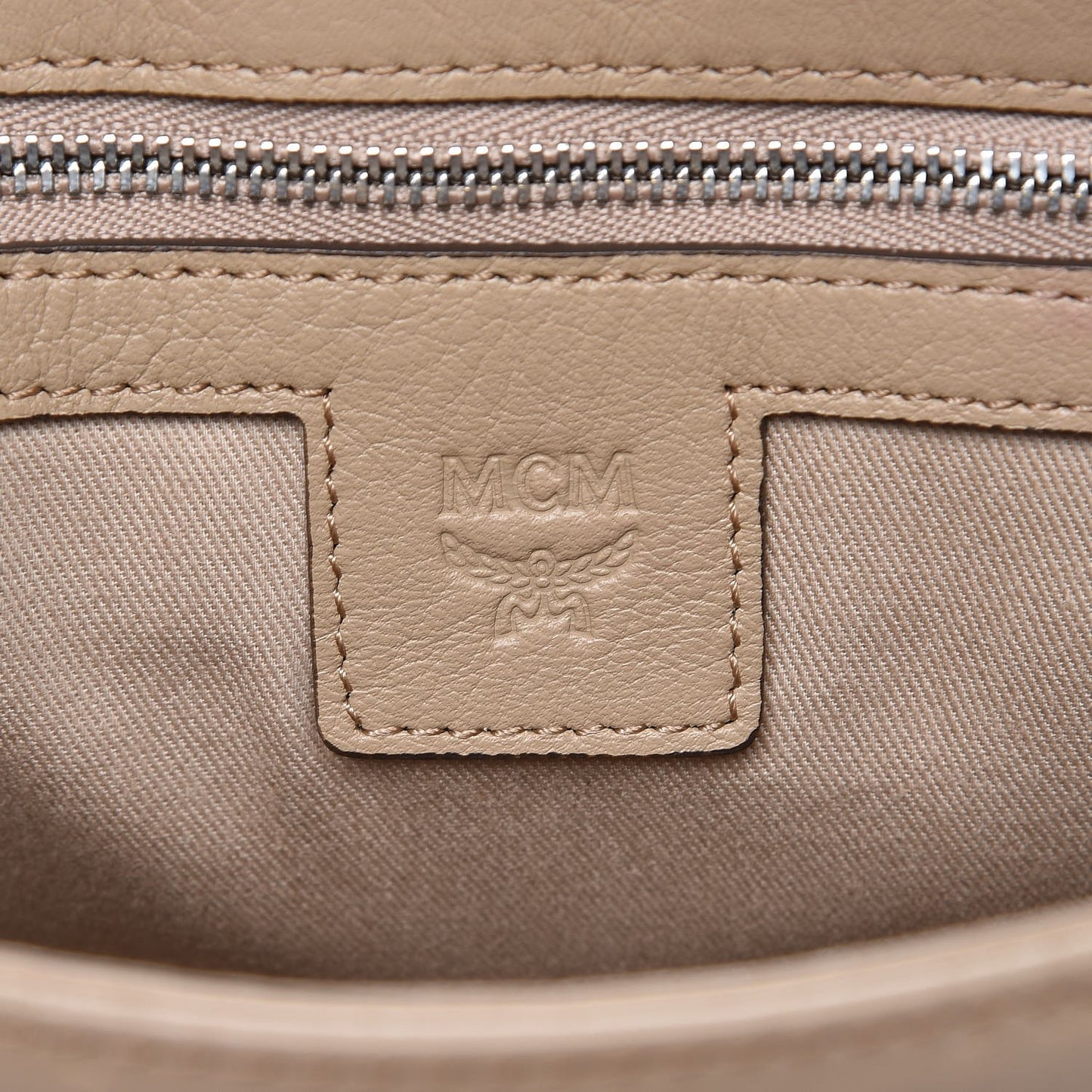 Calfskin Signature Monogram Small Crossbody Bag Beige