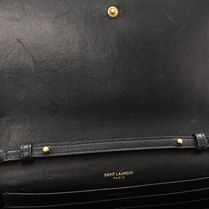 Saint Laurent Lambskin Carre Quilted Cassandre Chain Wallet Black 12 of 12