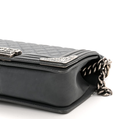Chanel Calfskin Quilted Metal Embellished Paris Dallas Medium Boy Flap Grey 11 of 13