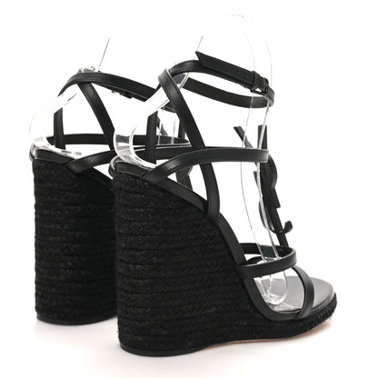 Saint Laurent Calfskin Cassandra Espadrille 105mm Wedges 36 Black 5 of 9
