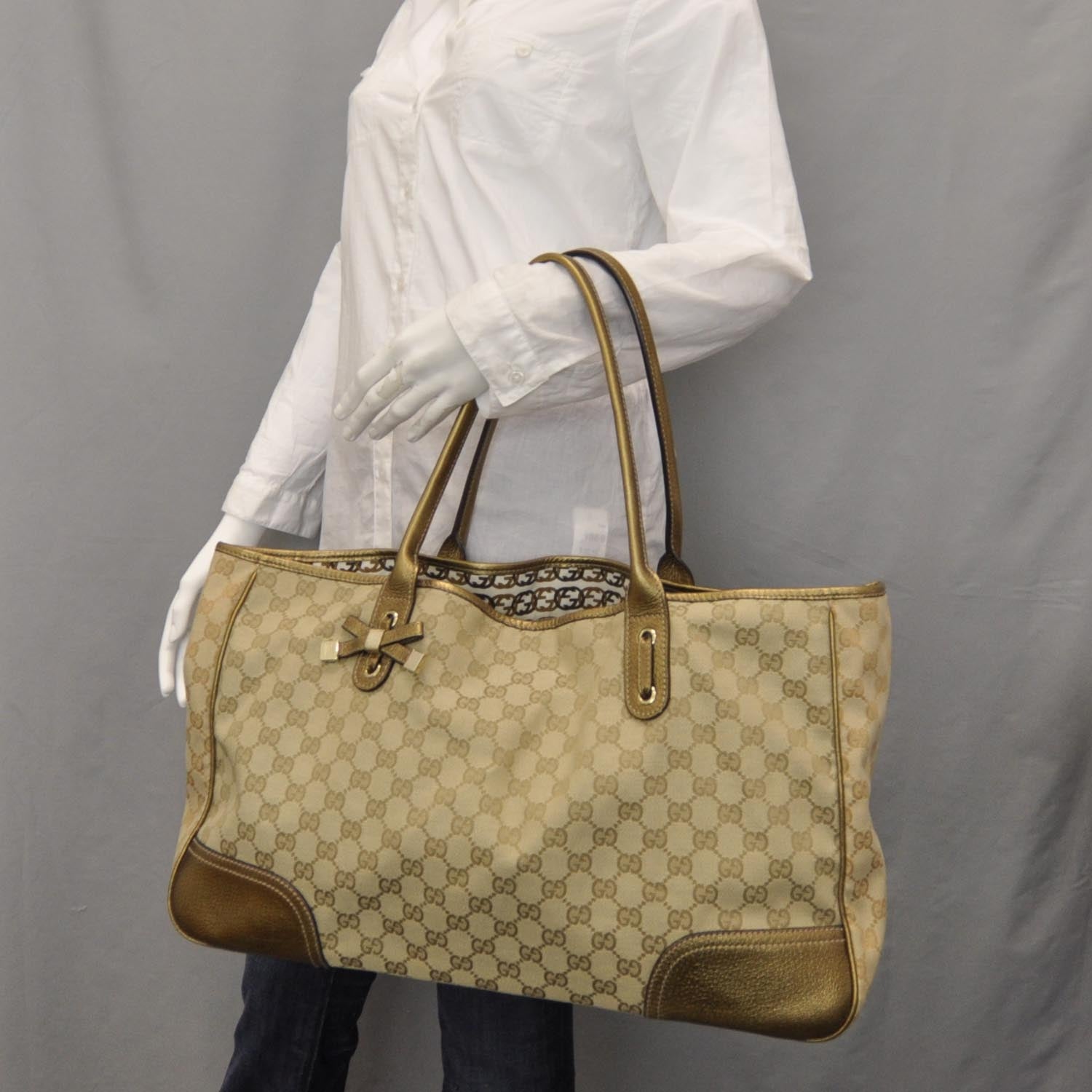 Gucci Monogram Large Princy Tote Metallic 2 of 8