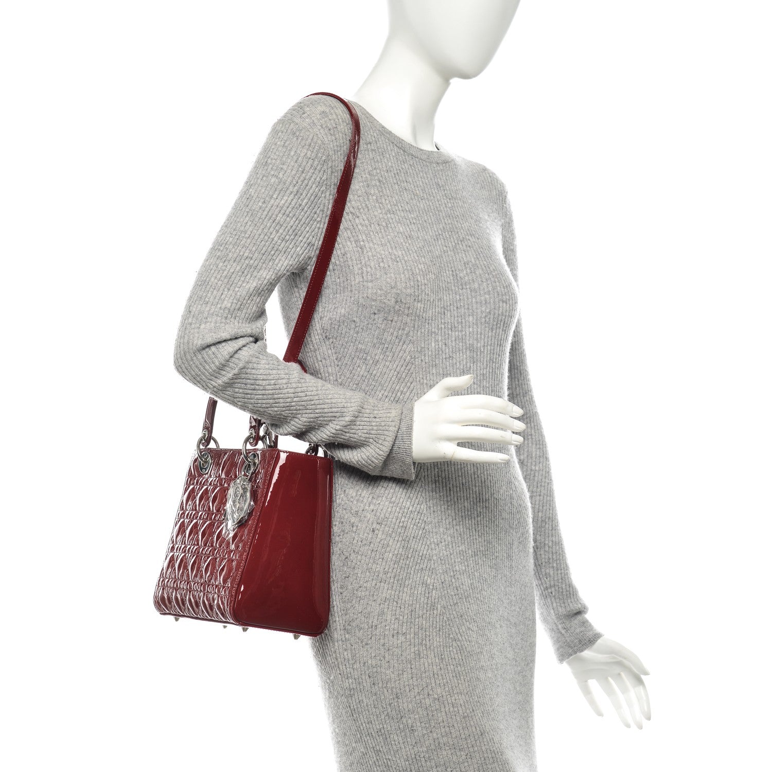Christian Dior Patent Cannage Medium Lady Dior Red 2 of 6