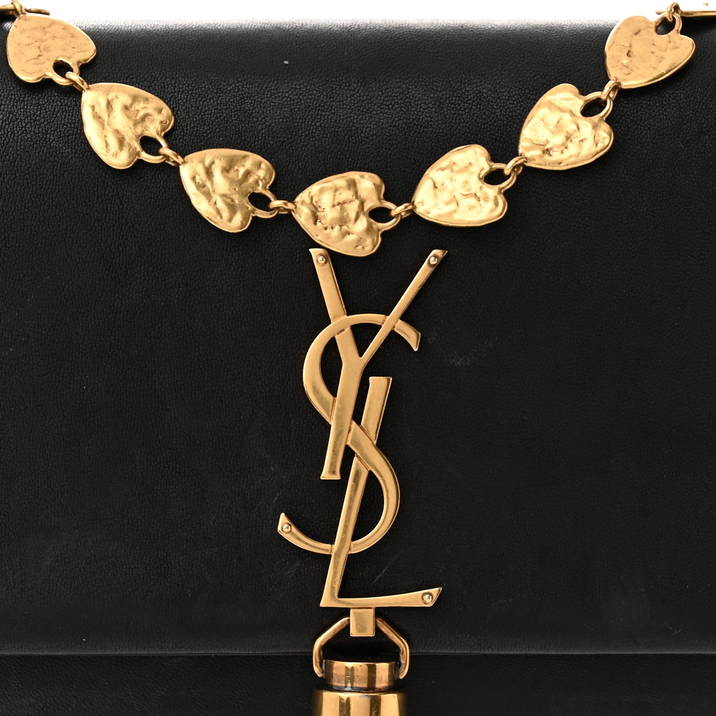 Smooth Calfskin Classic Monogram Kate Heart Tassel Heart Chain Wallet Black