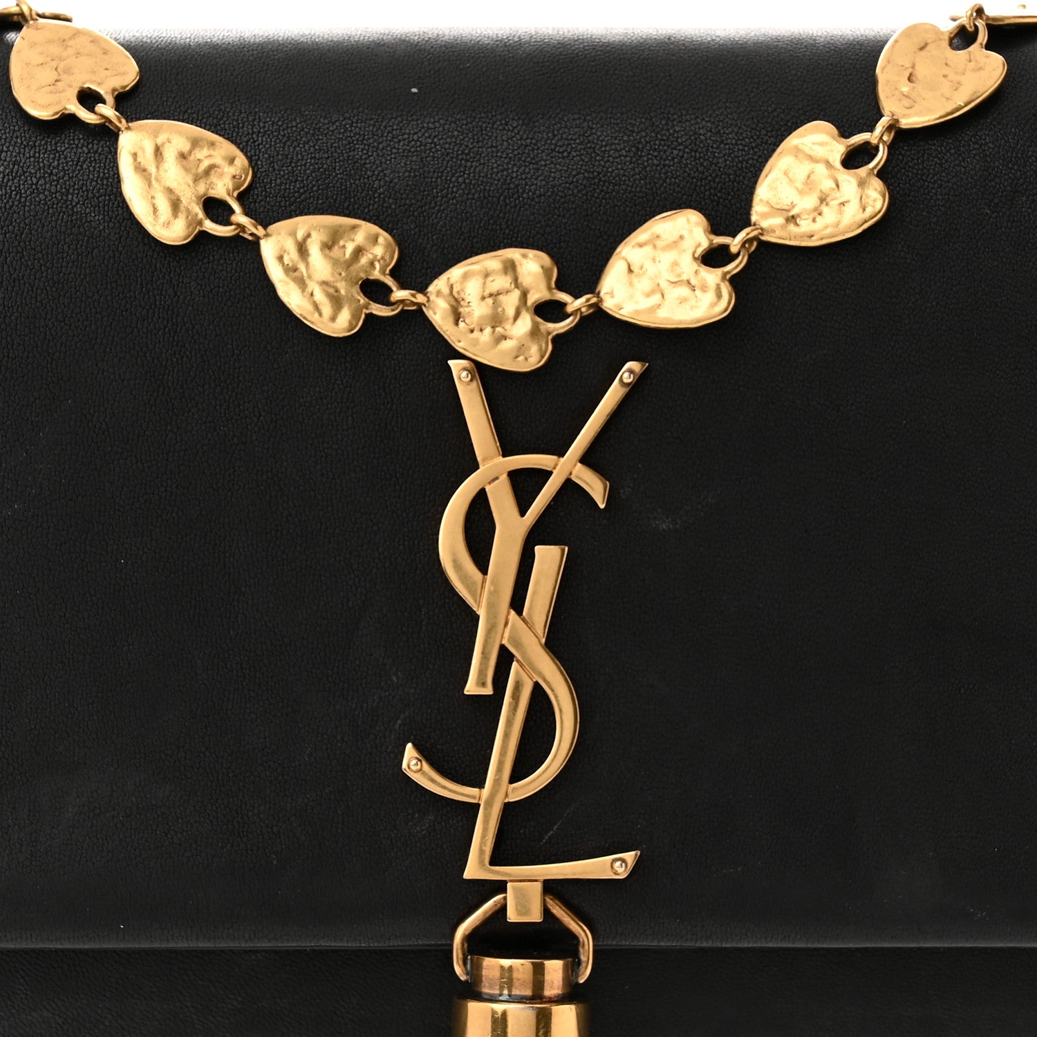 Saint Laurent Smooth Calfskin Classic Monogram Kate Heart Tassel Heart Chain Wallet Black 7 of 15