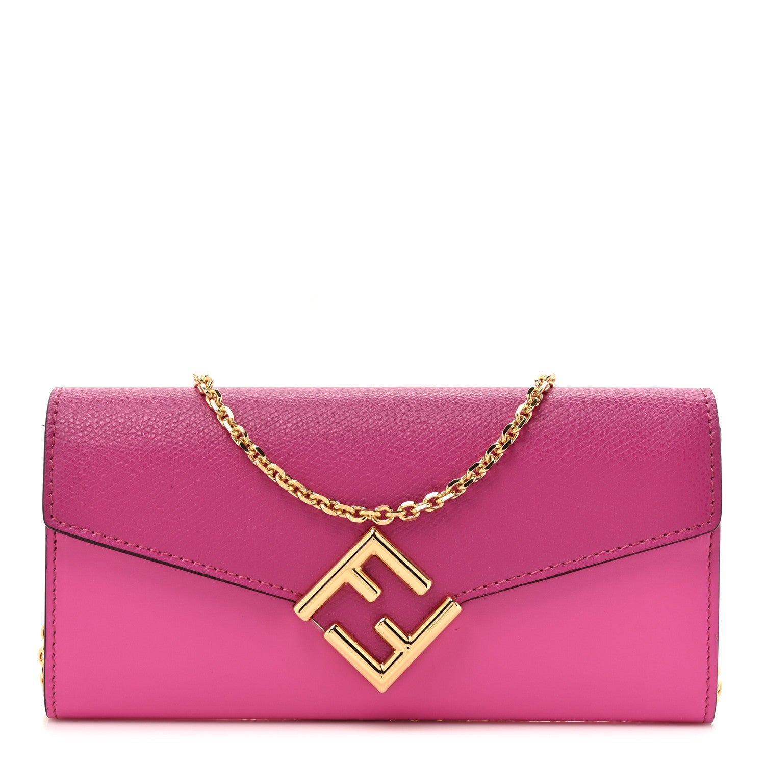 Fendi Vitello King Cruise FF Diamonds Continental Envelope Wallet On Chain Geranio Ciclamino Pilar 1 of 14